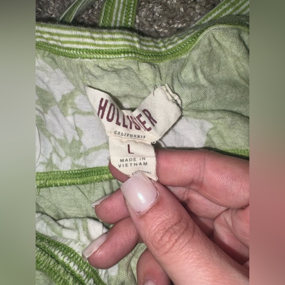 Hollister Green Floral Tie Front Y2K Cami Tank Top - Size L - Picture 5 of 5